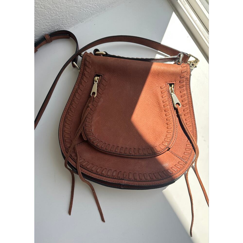 Rebecca Minkoff Brown Leather Whipstitch Saddle Bag Crossbody Boho Western